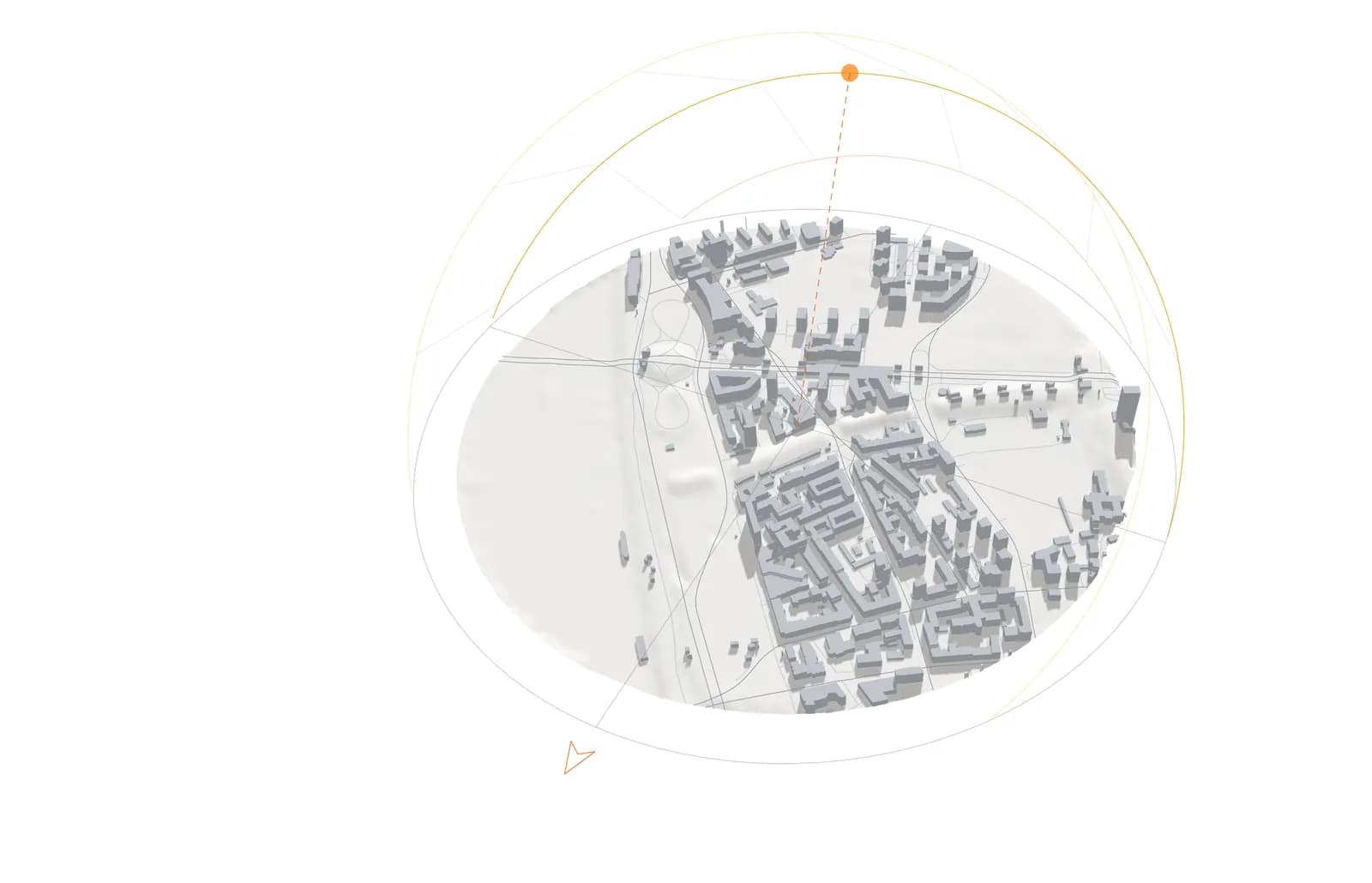 Sun analysis in 3D. Sun path and building shadows on the same study area at a chosen time of day.
